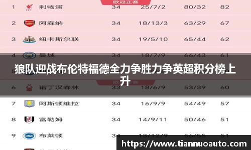 狼队迎战布伦特福德全力争胜力争英超积分榜上升